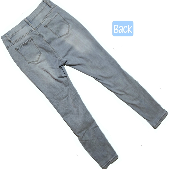 ⚫️ High Waisted Ripped Hole Distressed Light Wash Denim Skinny Jeans Medium 6 - Picture 5 of 8
